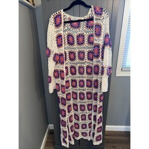 House of Skye Crochet Long Sweater Size M